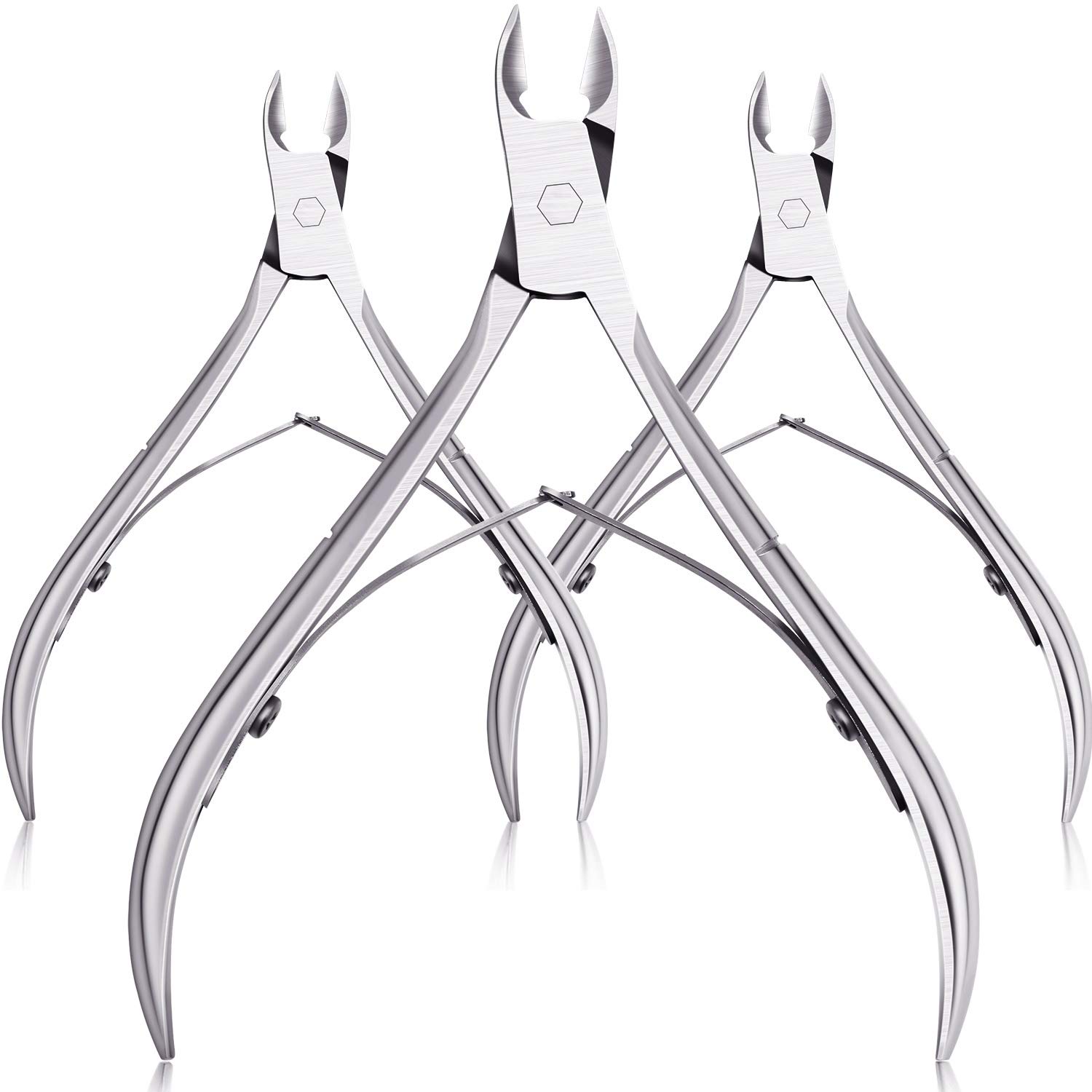Cuticle Trimmer Tool Stainless Steel Silver 3 Pack