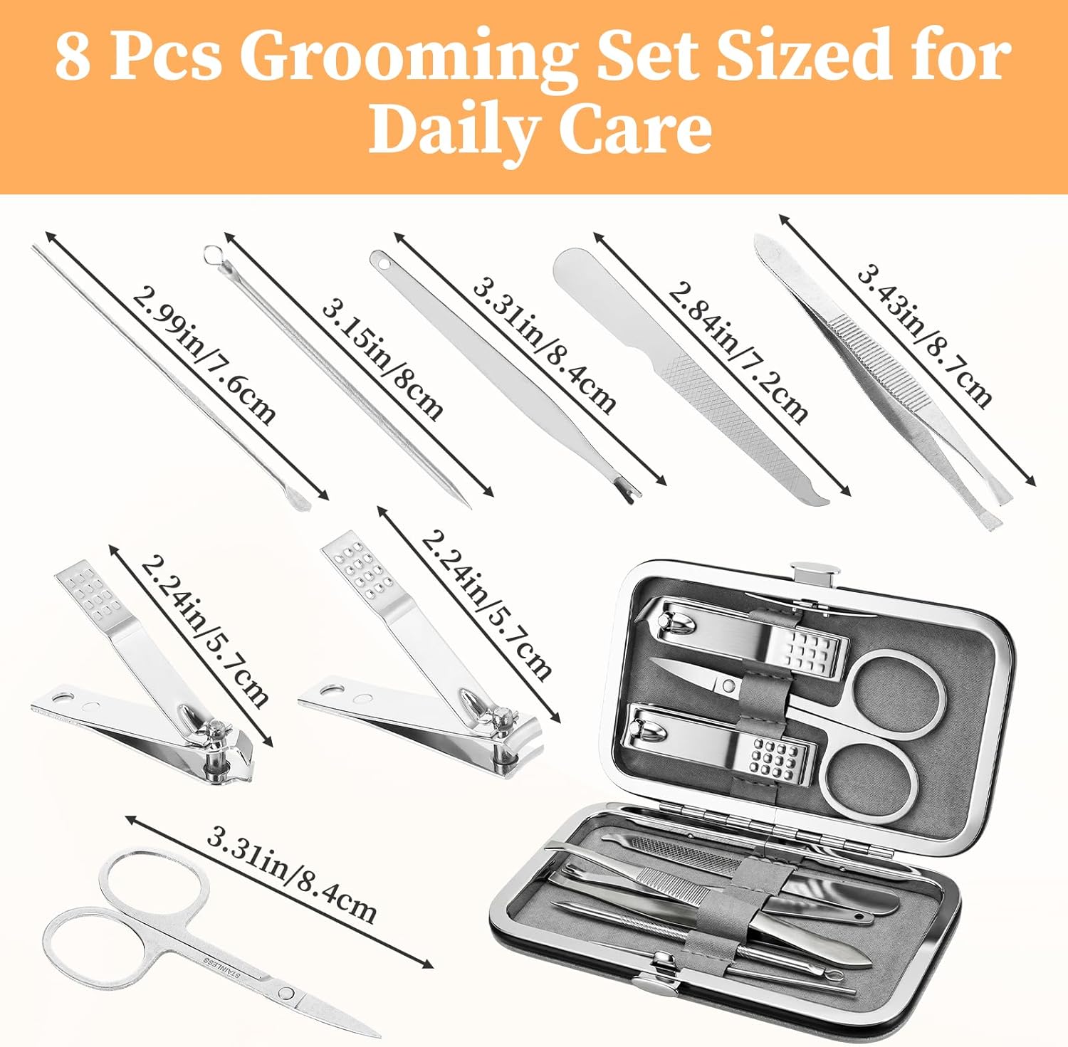 Manicure Kit Stainless Steel 15 Set Travel Case - Image 3