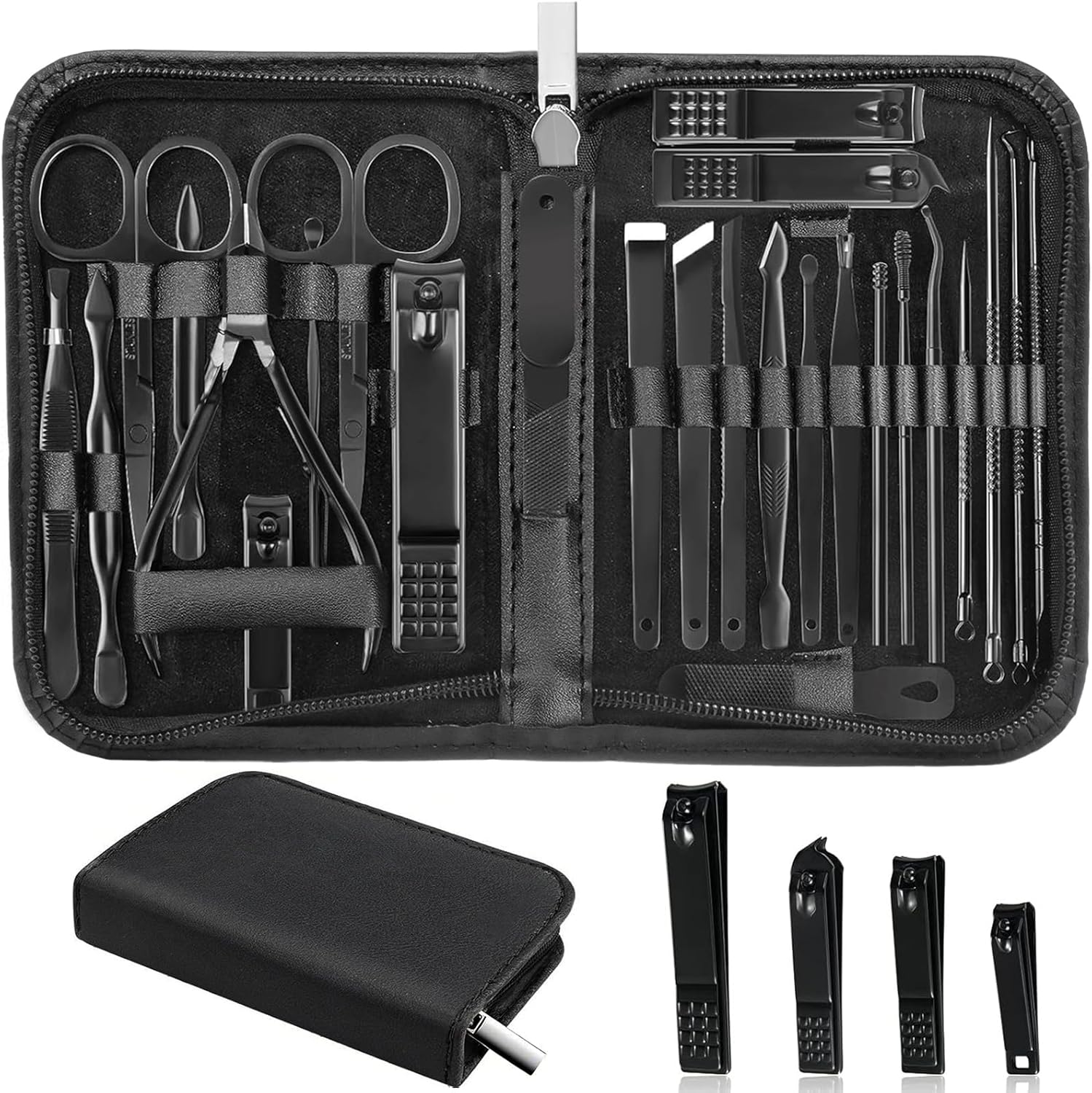 Manicure Set 26 Piece Stainless Steel Black