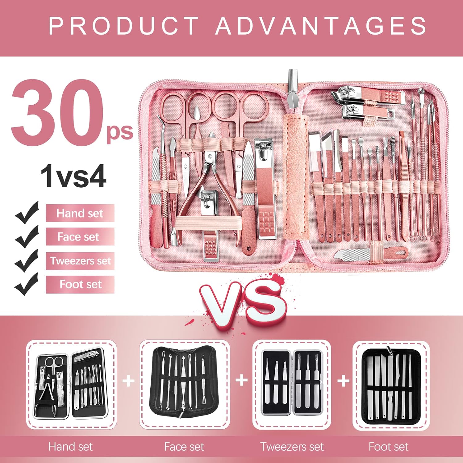 Manicure Set 30 Piece Nail Clipper Kit - Image 2