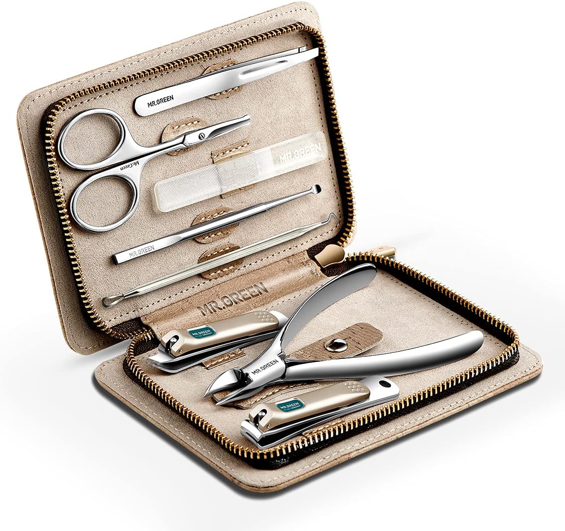 Manicure Set Stainless Steel with PU Leather Case Green - Image 7
