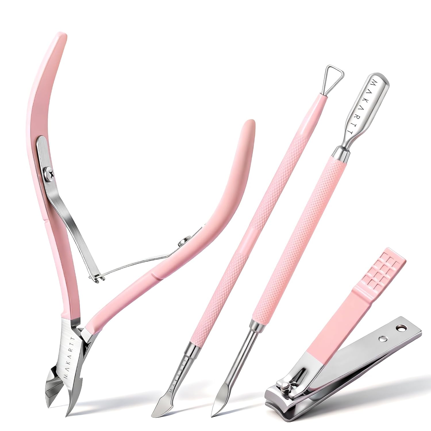 Nail Cuticle Trimmer Set Stainless Steel Pink 3 Pieces - Image 15