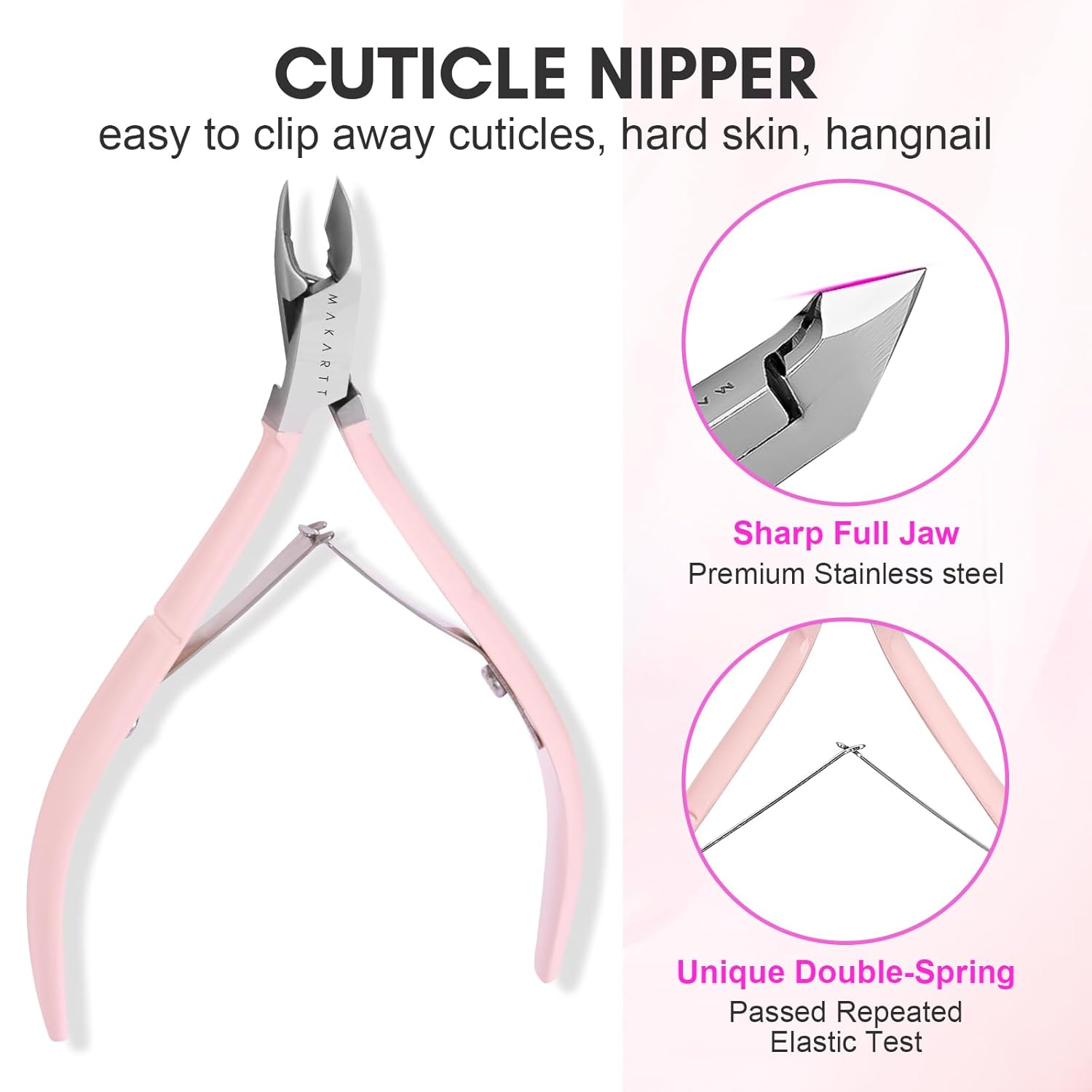 Nail Cuticle Trimmer Set Stainless Steel Pink 3 Pieces - Image 3