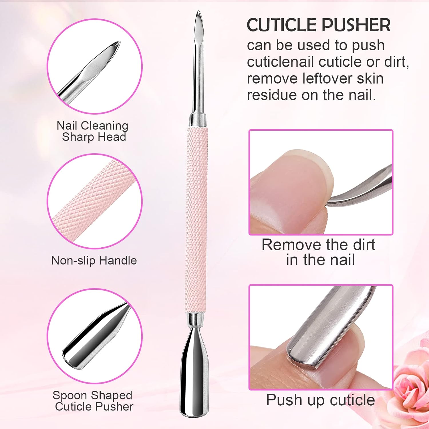 Nail Cuticle Trimmer Set Stainless Steel Pink 3 Pieces - Image 4