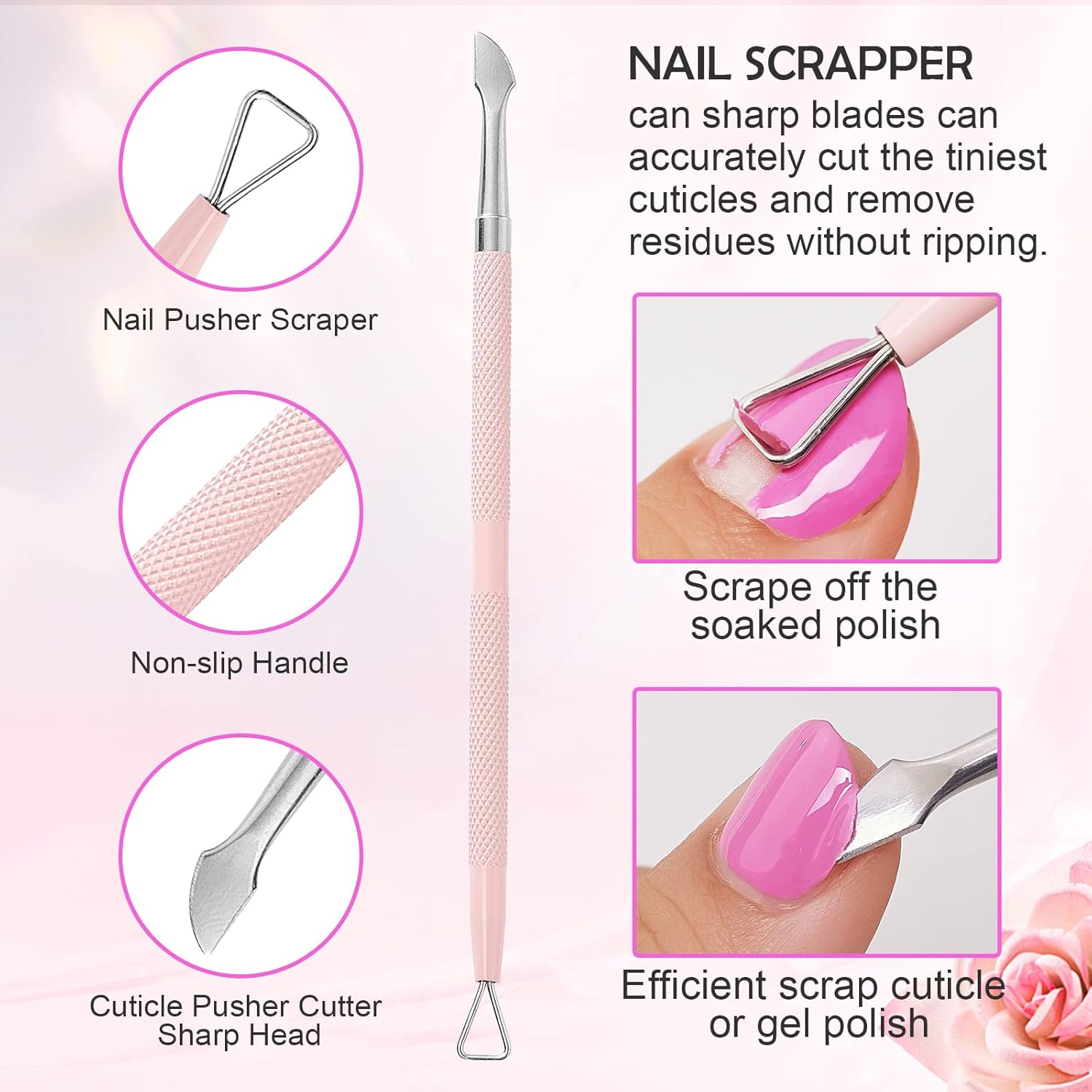 Nail Cuticle Trimmer Set Stainless Steel Pink 3 Pieces - Image 5